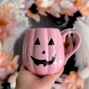 ✨NEW🎃LANG Pink Jack o Lantern Pumpkin Halloween Mug🩷
